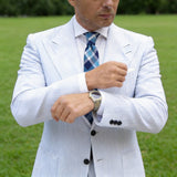 Blue With White Plaid Necktie