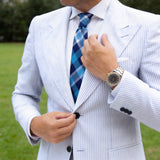 Blue With White Plaid Necktie