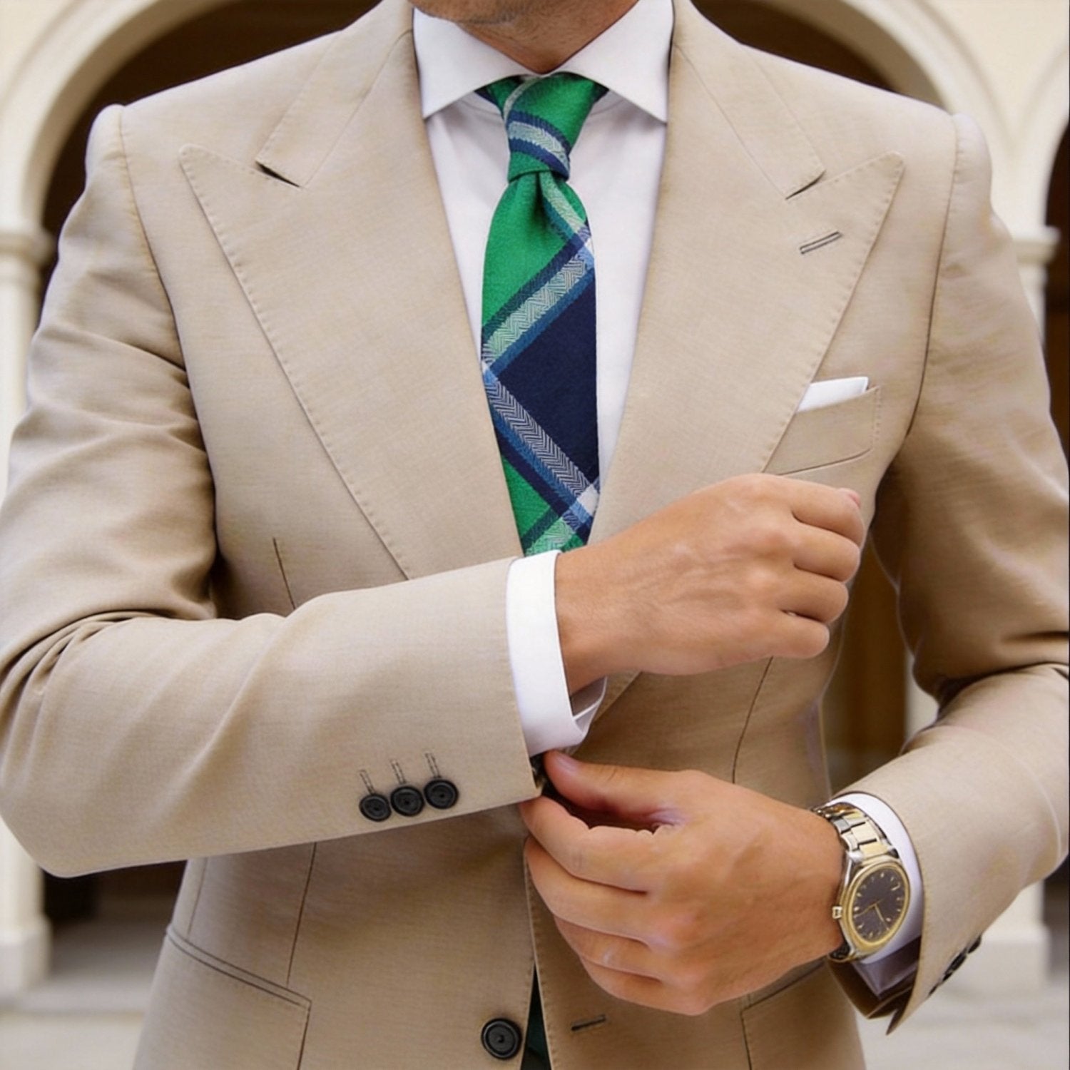 Green with Blue Plaid Necktie