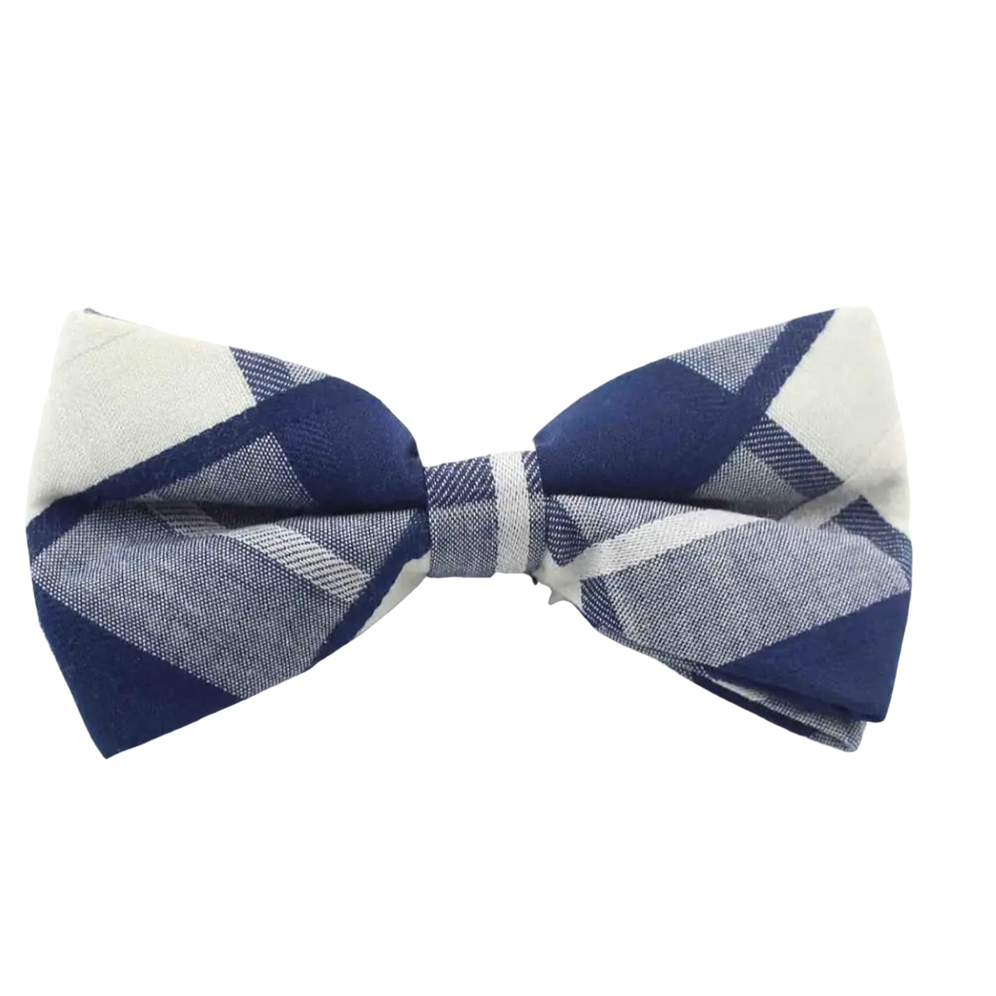 White Blue Plaid Bow Tie