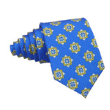Blue Yellow Geometric Necktie