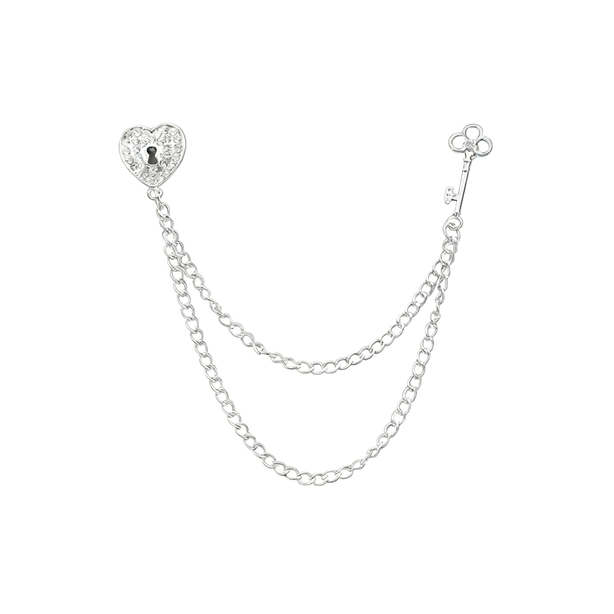 Silver White Heart Lapel Pin