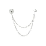 Silver White Heart Lapel Pin