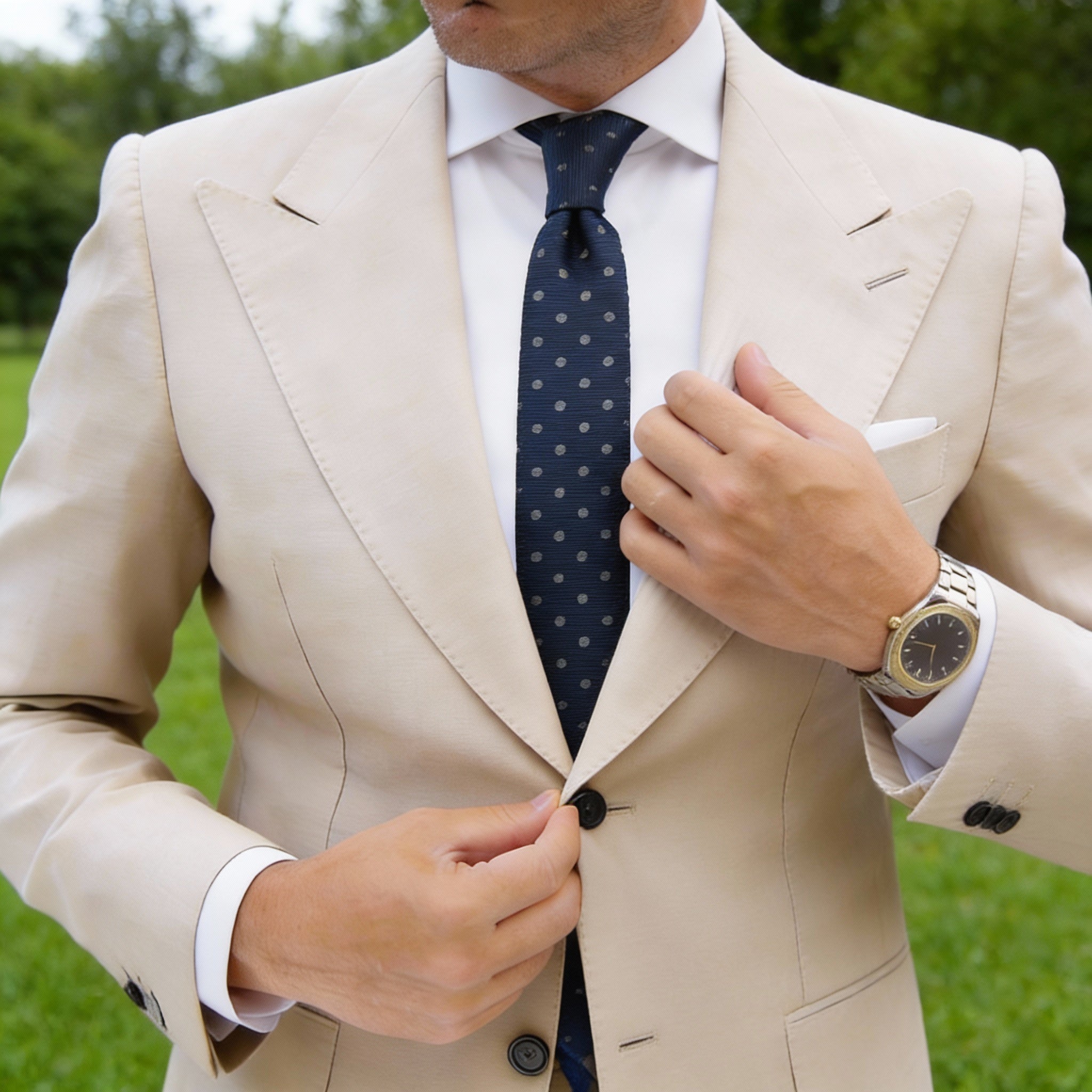 Blue With White Polka Dots Necktie