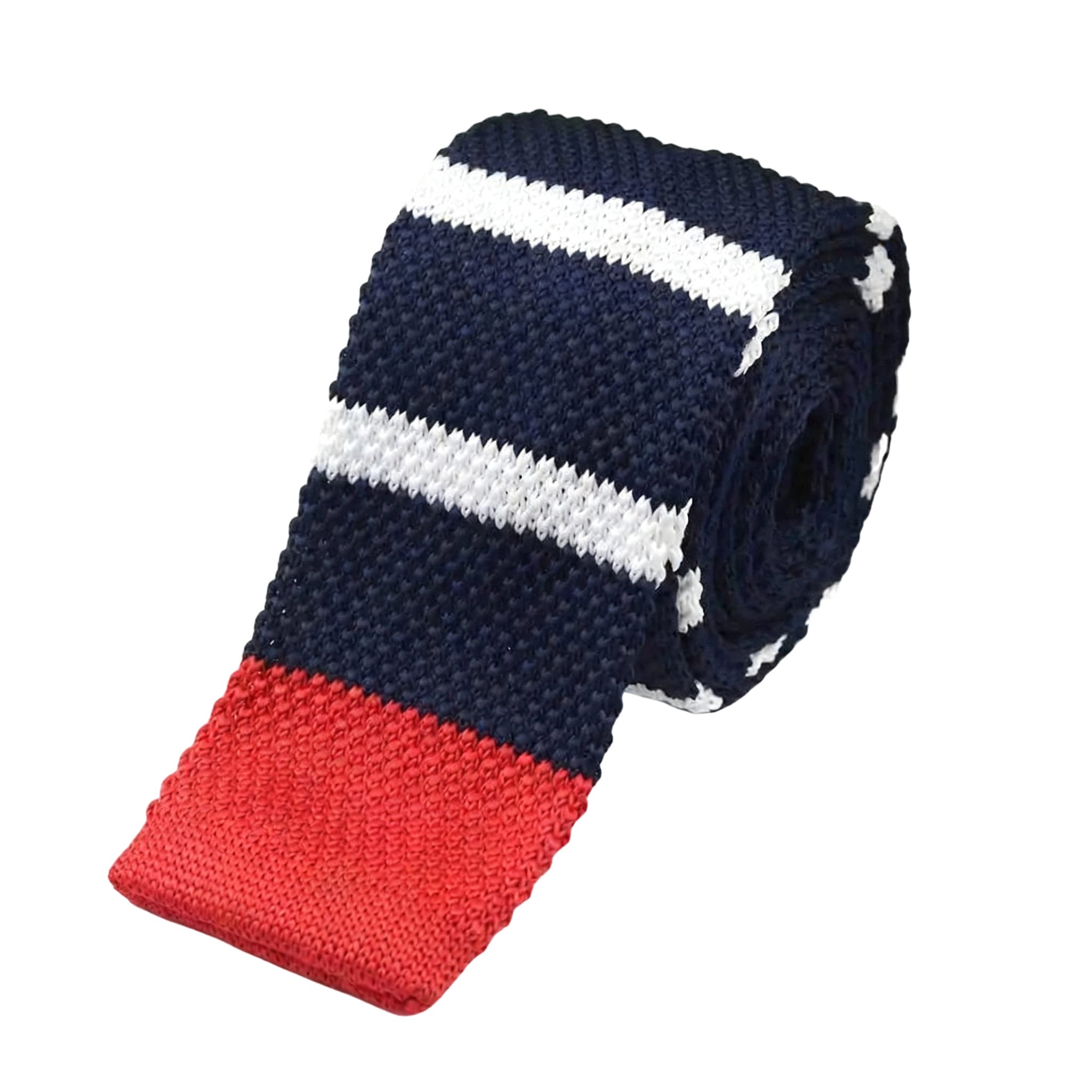 Navy White Red Knitted Necktie