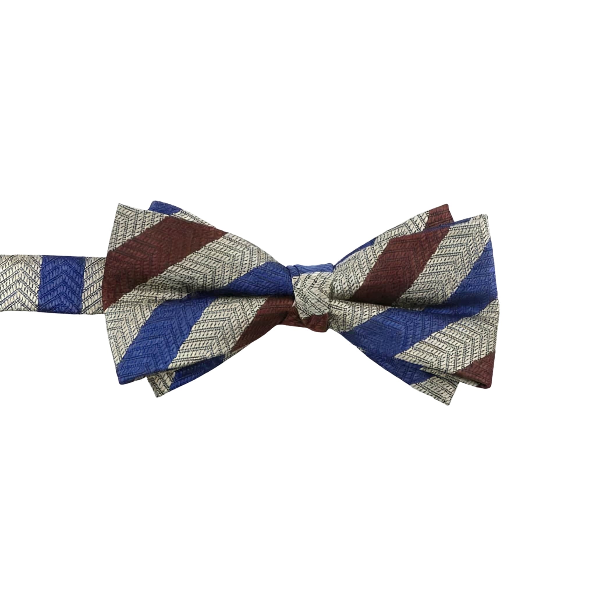 Blue Brown Striped Bowtie