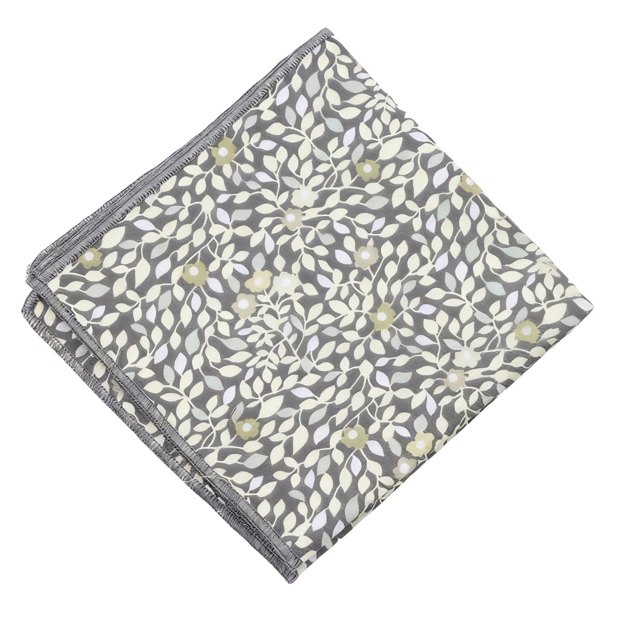 Gray Green Floral Pocket Square