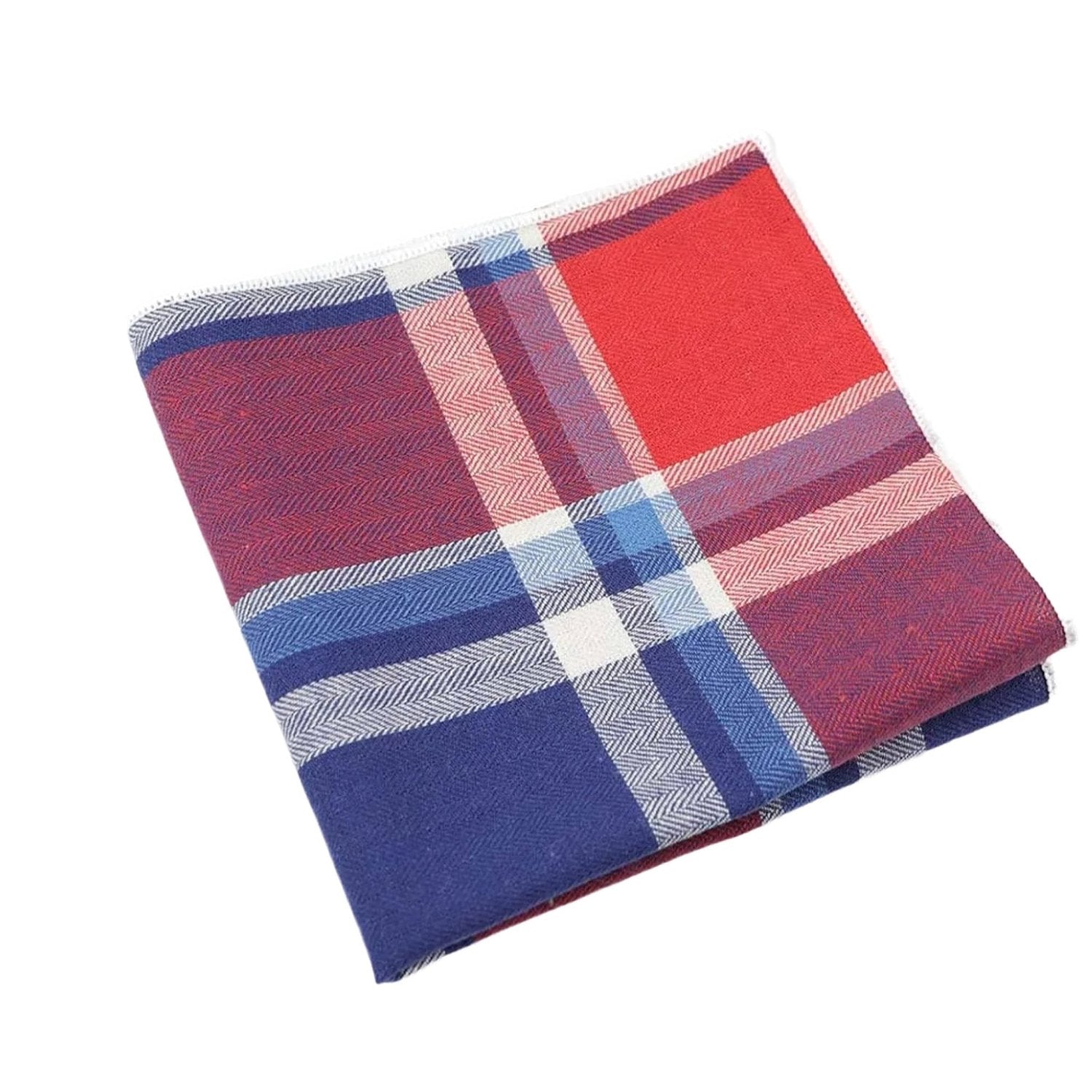 Red with Blue Plaid Pocket Square