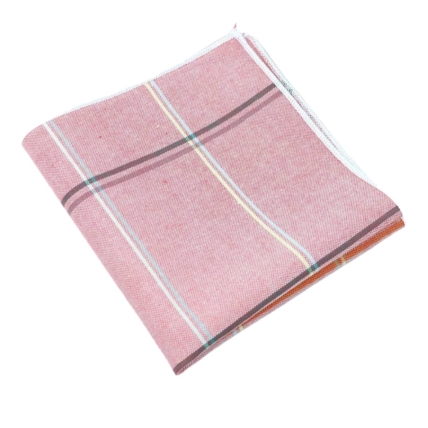 Pink With Multi Plaid Pocket Square