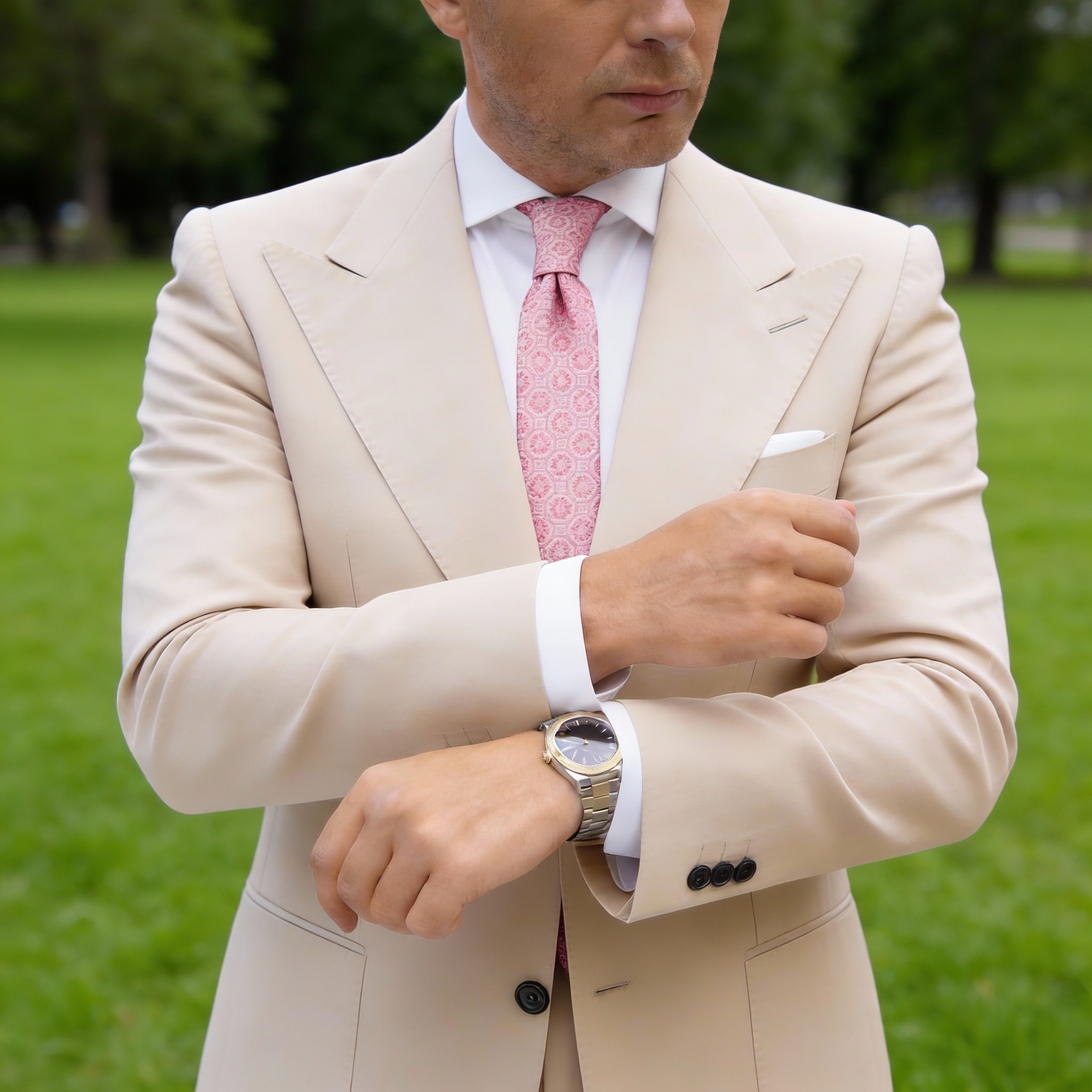 Light Pink With Pink Pattern Necktie