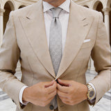 Light Gray With Silver Geometric Pattern Necktie