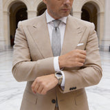 Light Gray With Silver Geometric Pattern Necktie