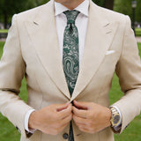 Green With White Paisley Necktie
