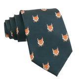 Dark Green Orange Fox Necktie