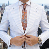 Orange With Gray Paisley Necktie