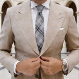 Silver With Black Plaid Necktie