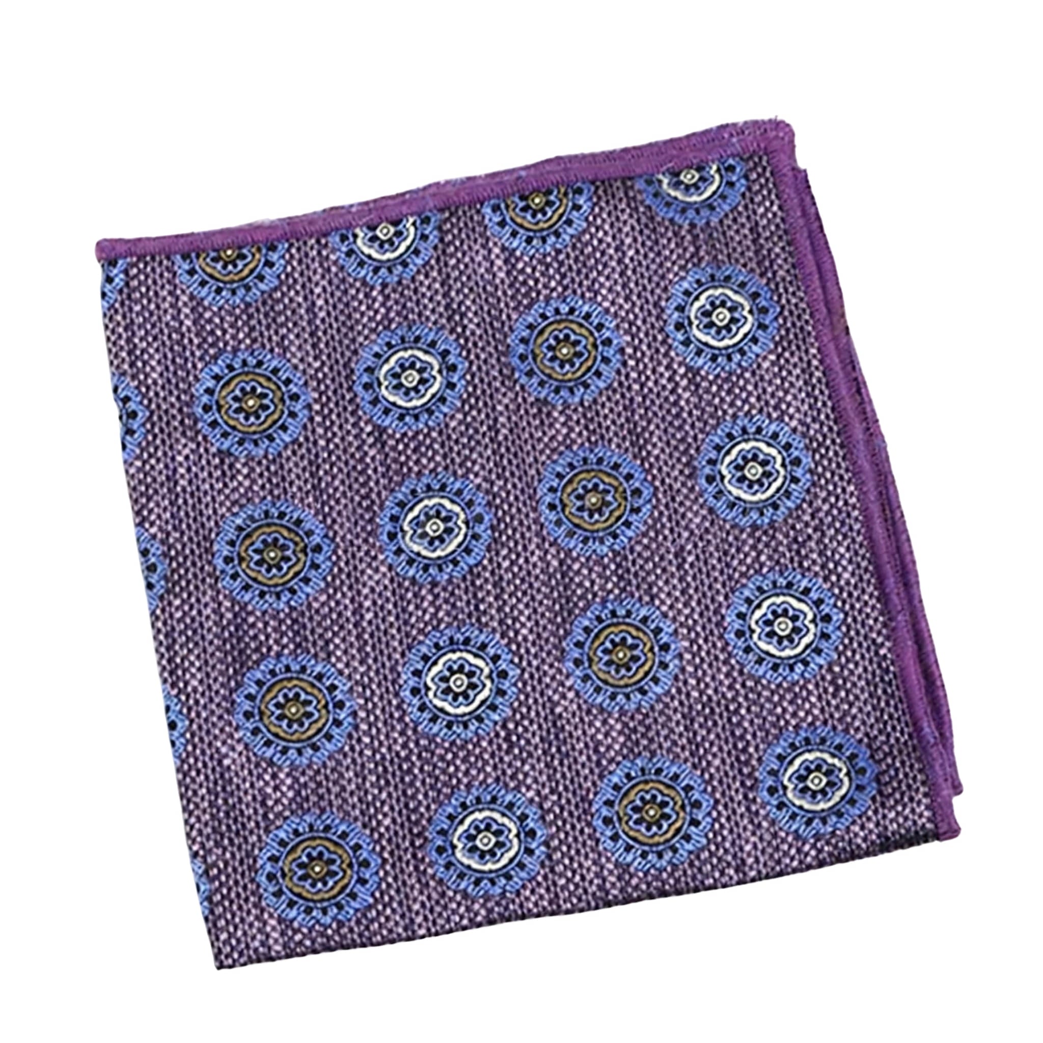 Purple Blue Medallion Pocket Square