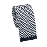 Navy Blue White Chevron Necktie