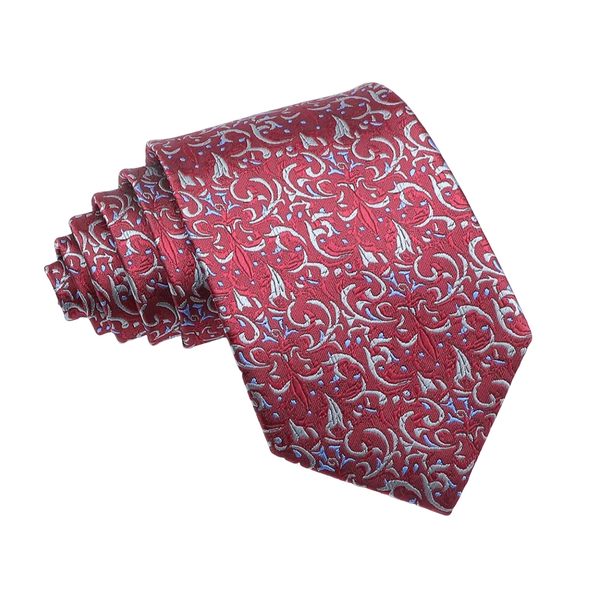 Burgundy Silver Floral Necktie