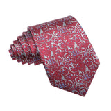 Burgundy Silver Floral Necktie