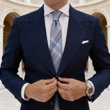 Blue With Brown White Plaid Necktie