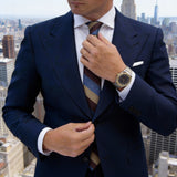 Dark Blue with Orange & Beige Chevron Necktie