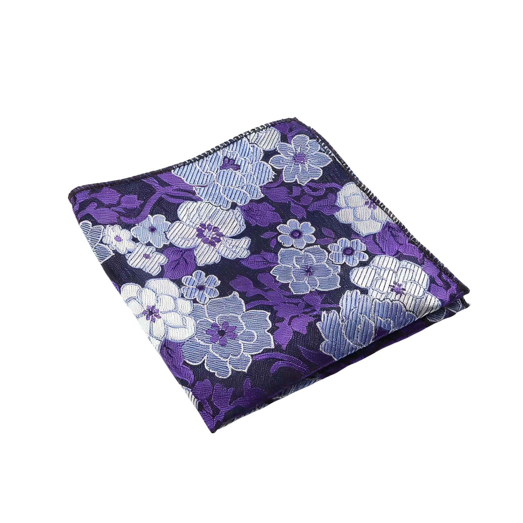 Purple Blue Floral Pocket Square