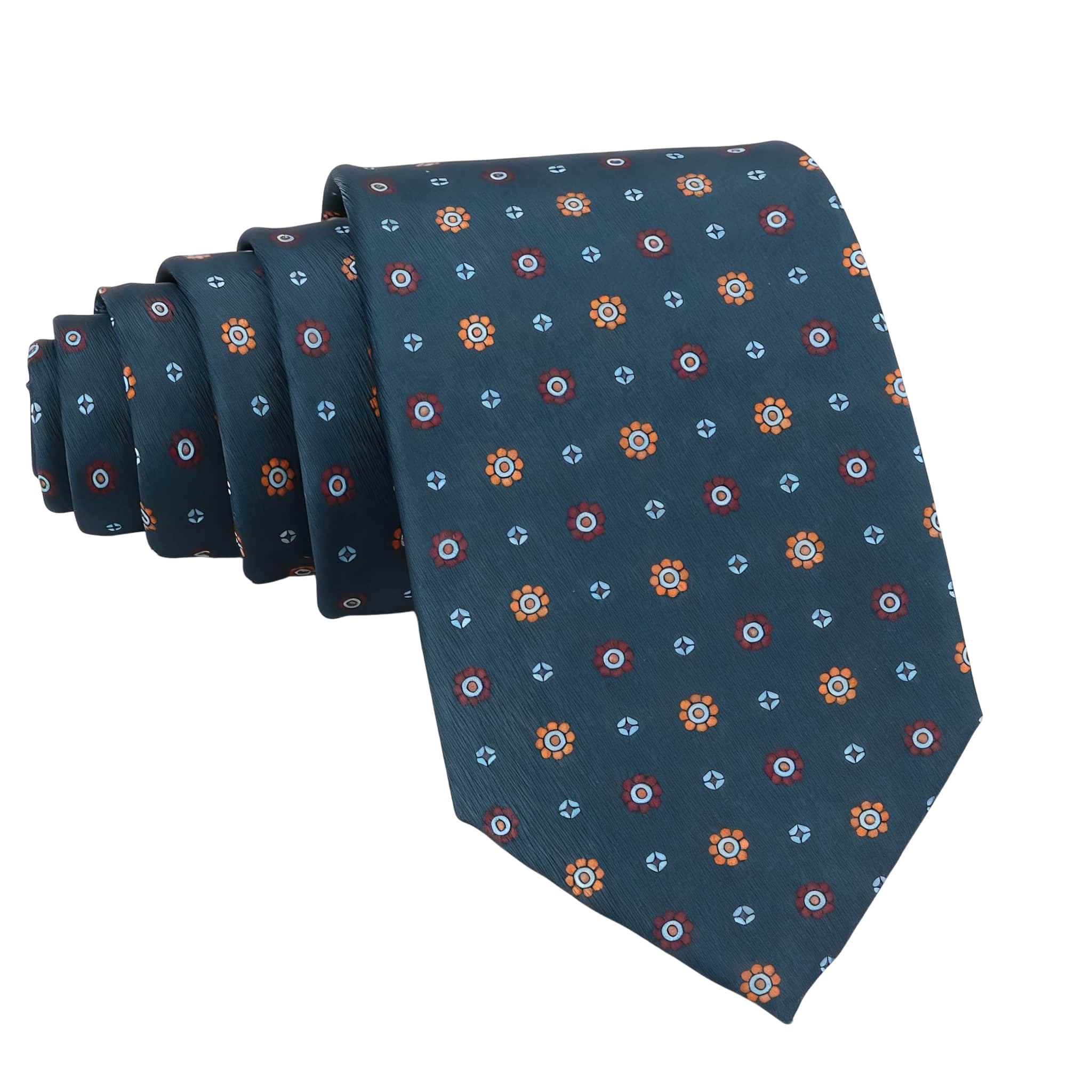 Green Orange Floral Necktie