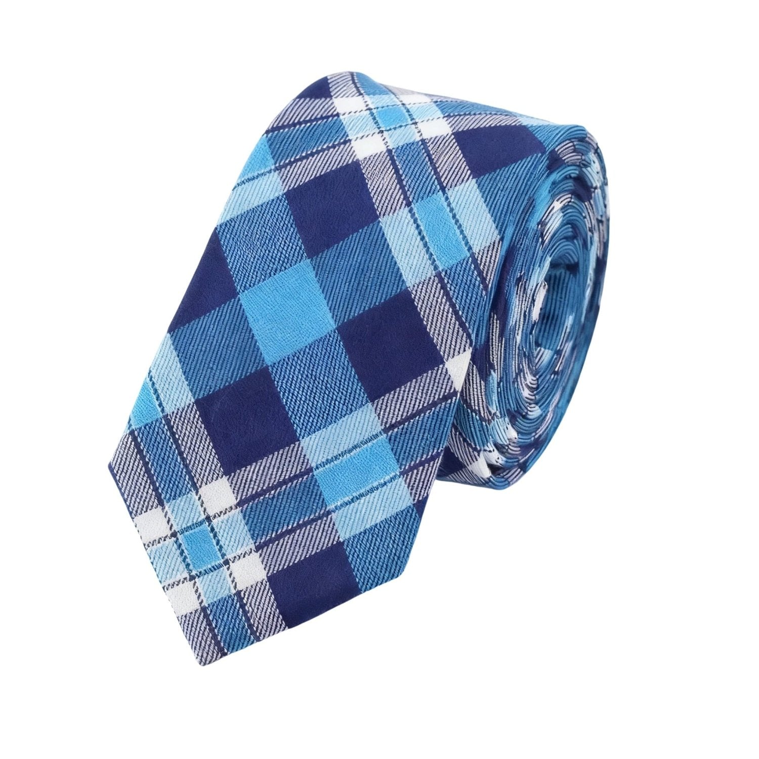 Blue With White Plaid Necktie