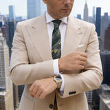 Black With Gold Orange Herringbone Necktie