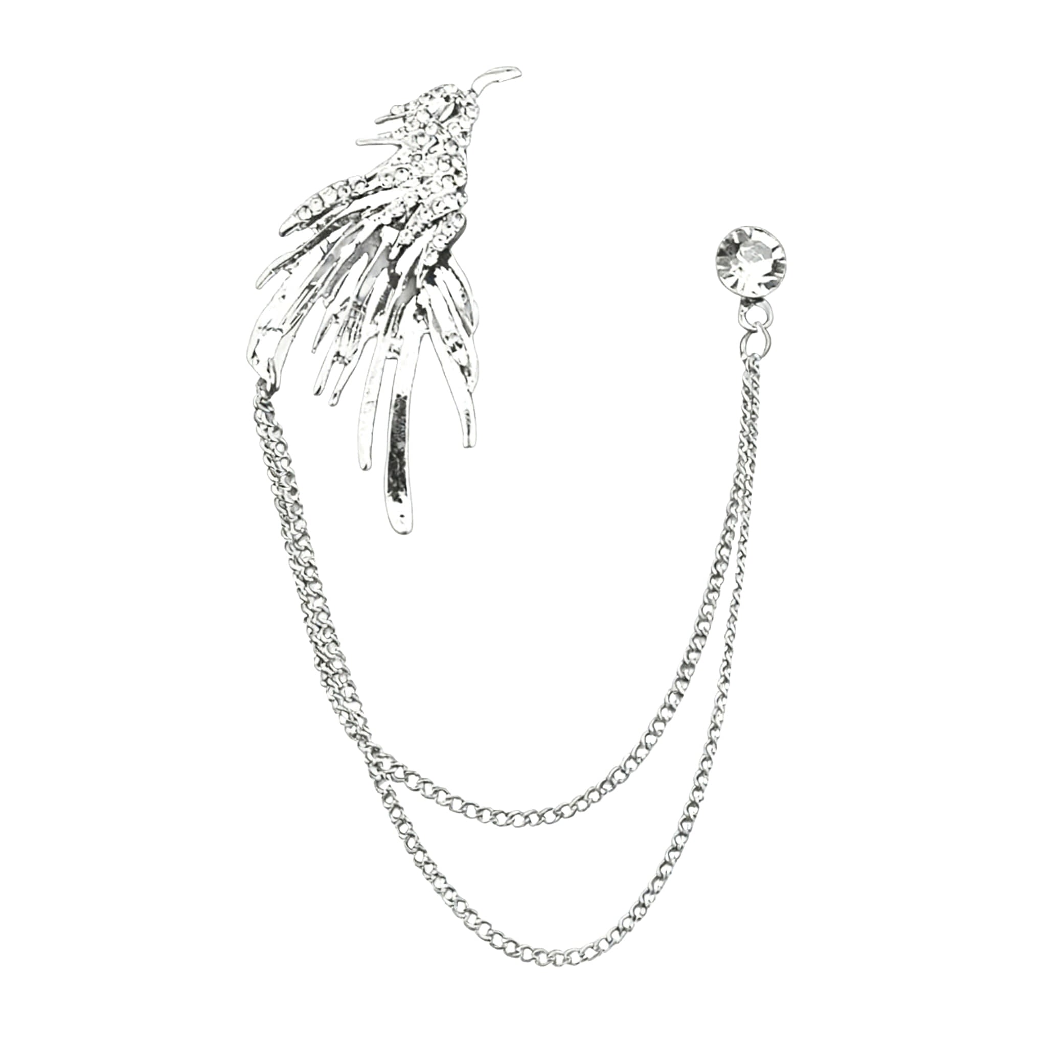 Silver White Feather Lapel Pin