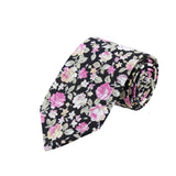 Black Pink Floral Tie