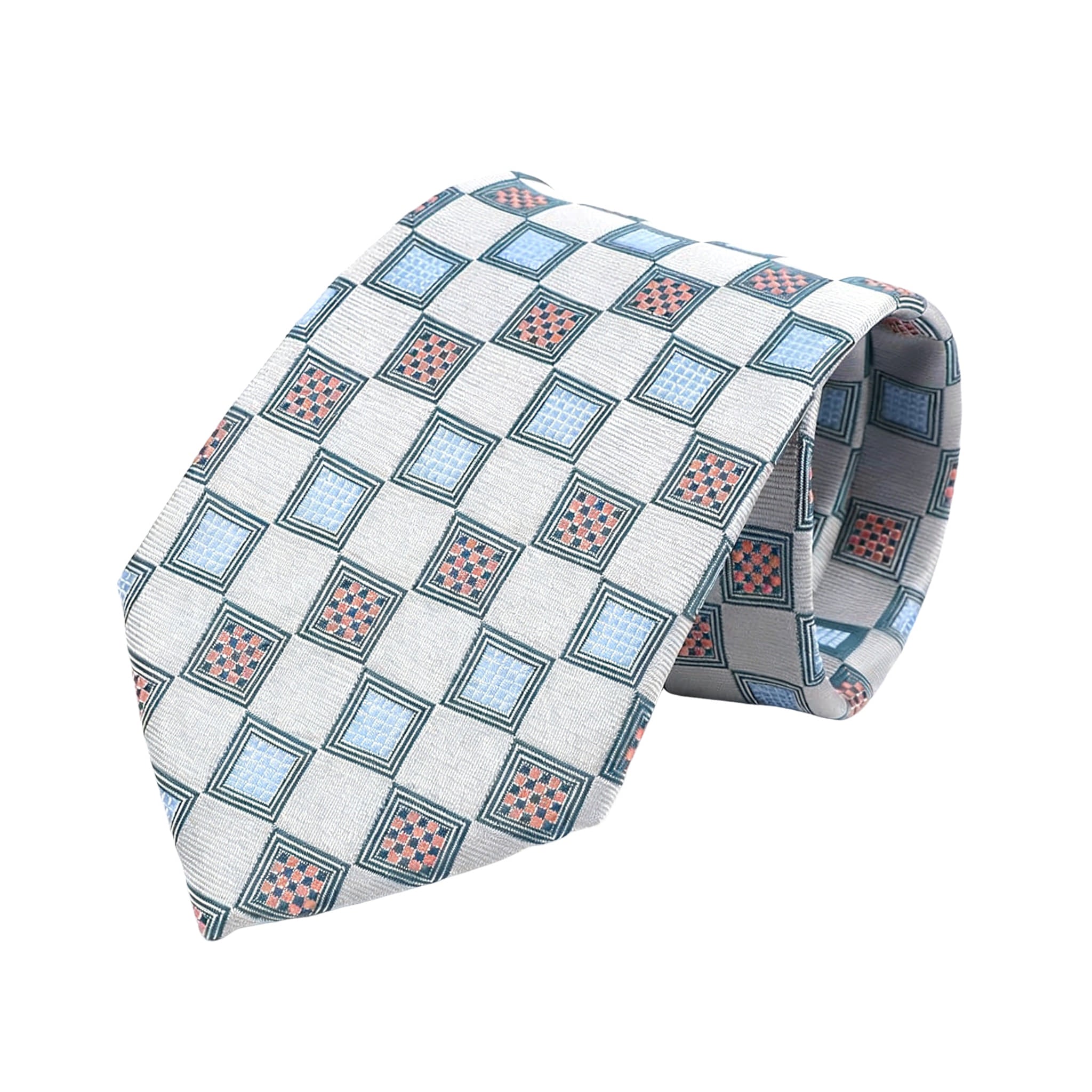 Silver Blue Checkered Necktie