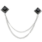 Silver Black Solid Lapel Pin