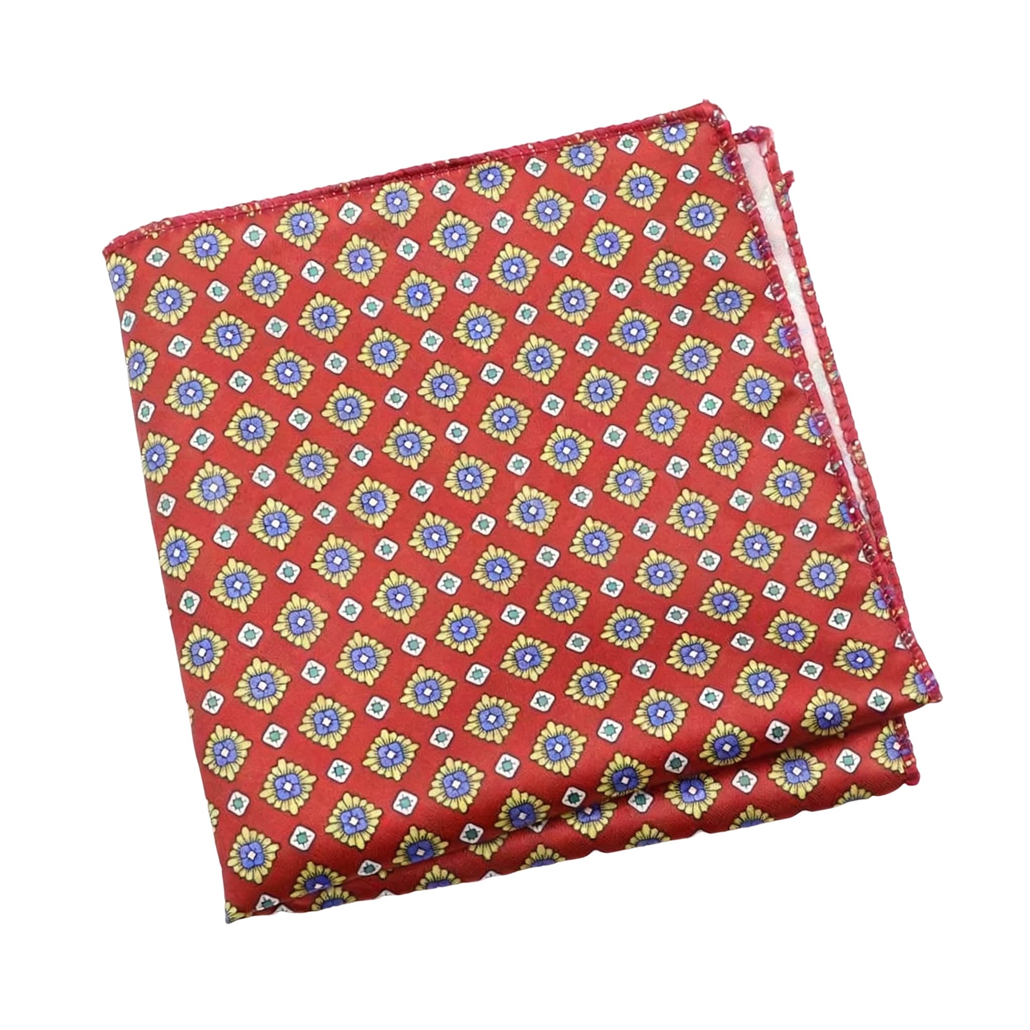Red Yellow Floral Pocket Square