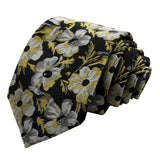 Black Yellow Floral Necktie