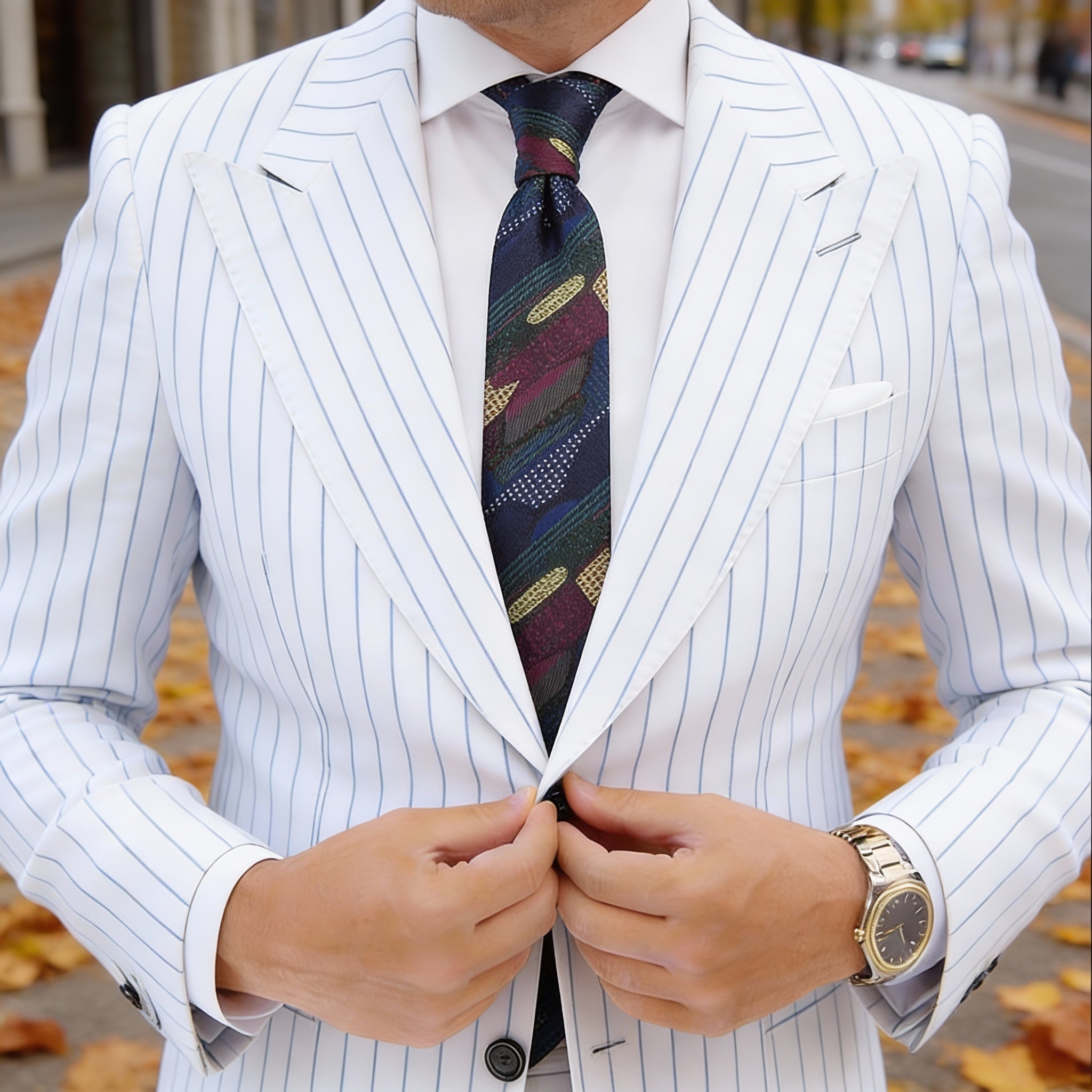 Dark Blue with Yellow Geometric Necktie