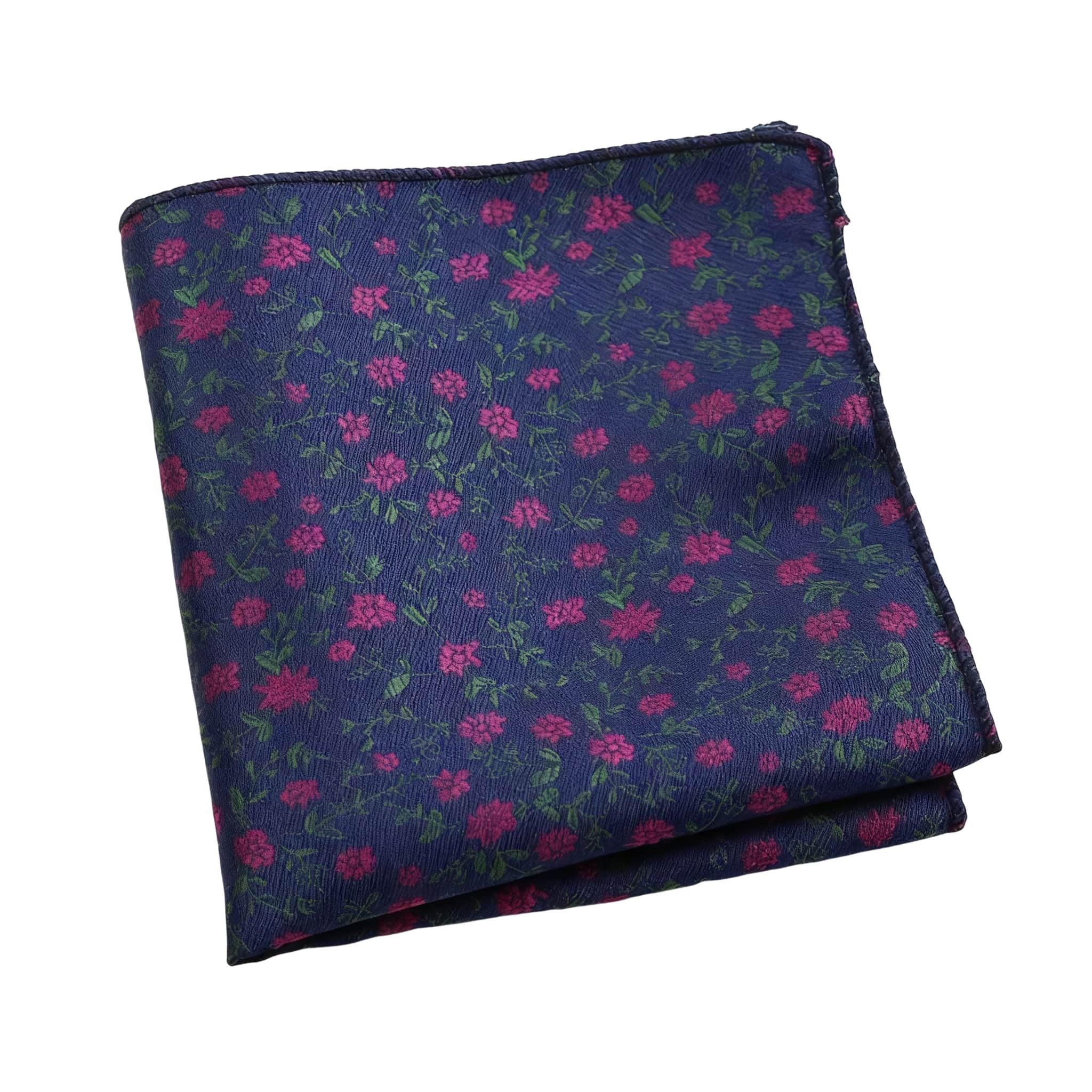 Brown Blue Floral Pocket Square