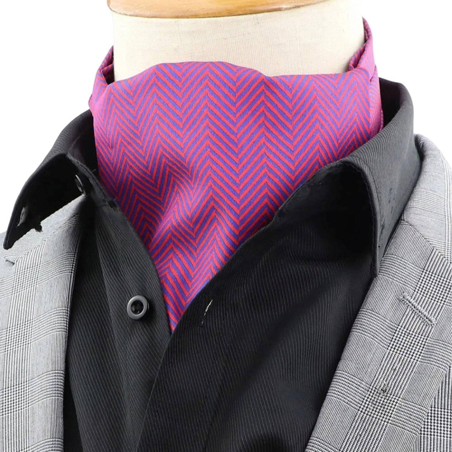 Red With Blue Chevron Pocket Square