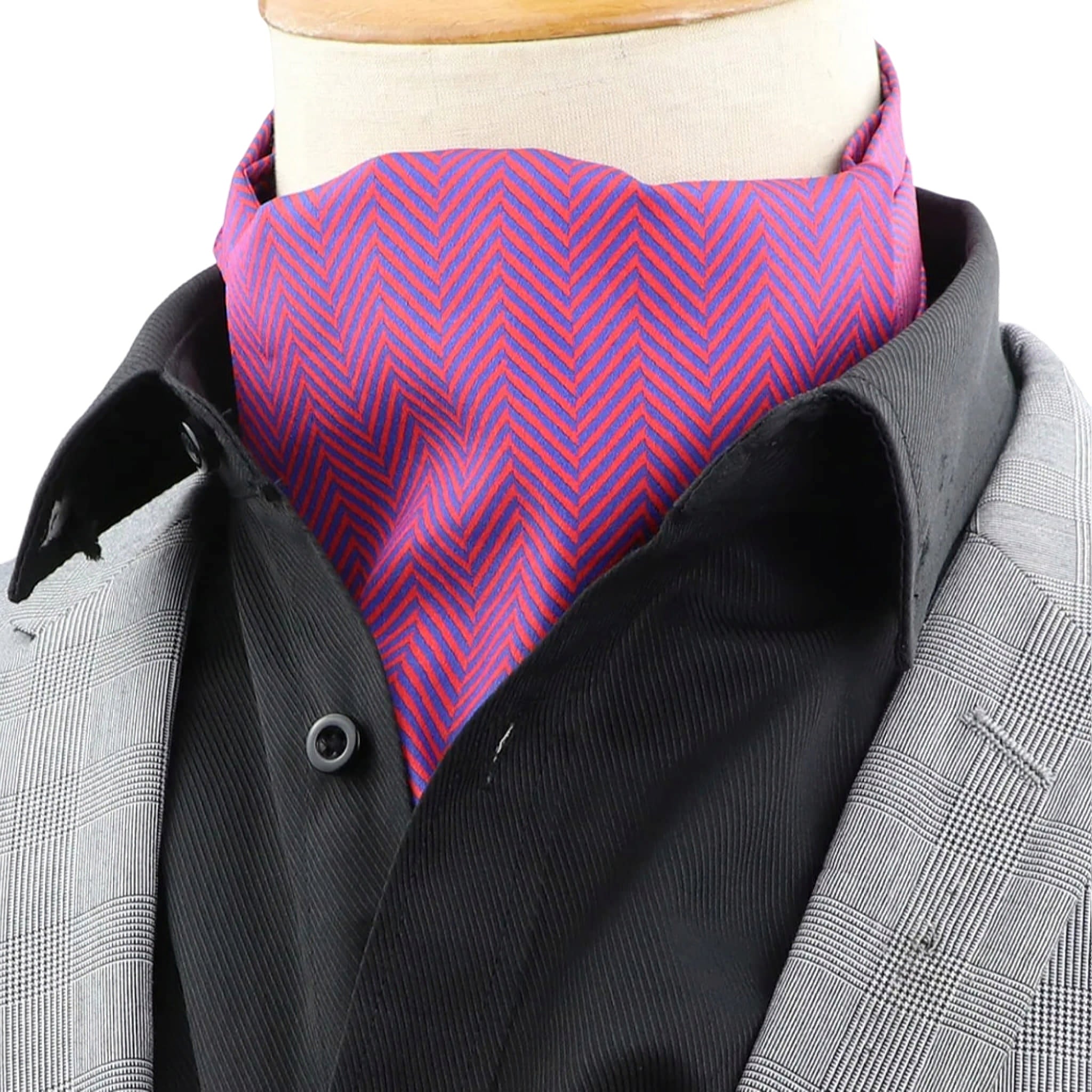 Purple Red Herringbone Ascot