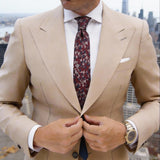 Burgundy With Blue White Floral Necktie