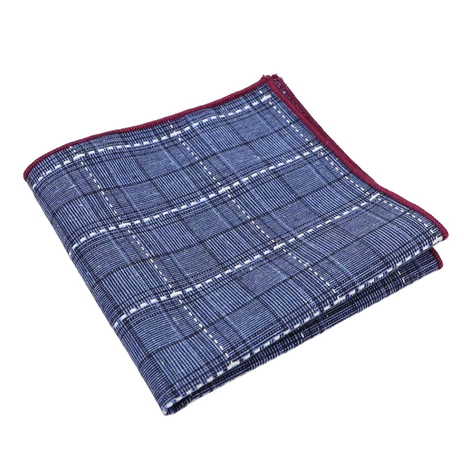 Blue With White Checkered Pocket Square