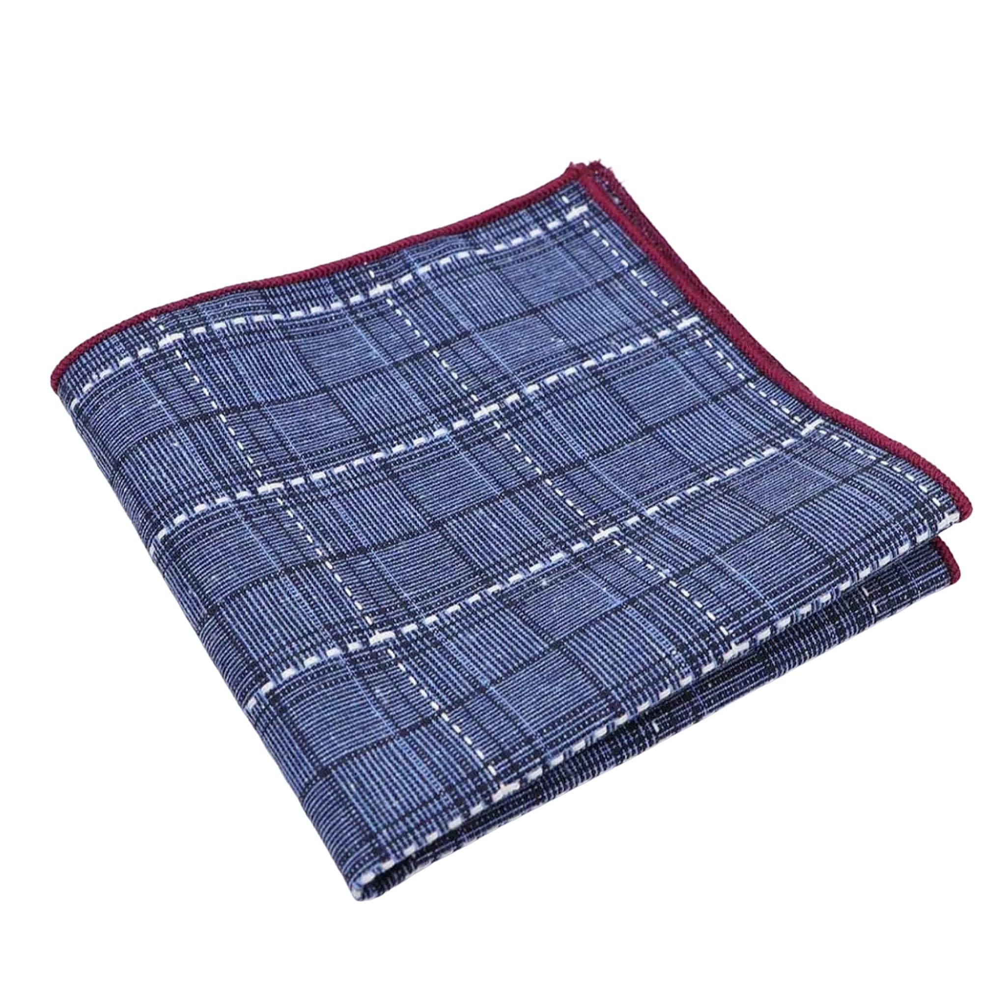 Blue Checked Pocket Square