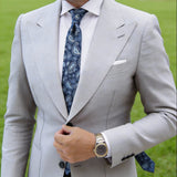 Navy With Light Blue White Paisley Necktie