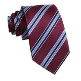 Burgundy Blue Striped Necktie