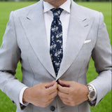 Dark Blue With White Floral Necktie