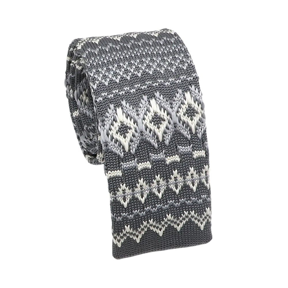 Gray White Geometric Necktie