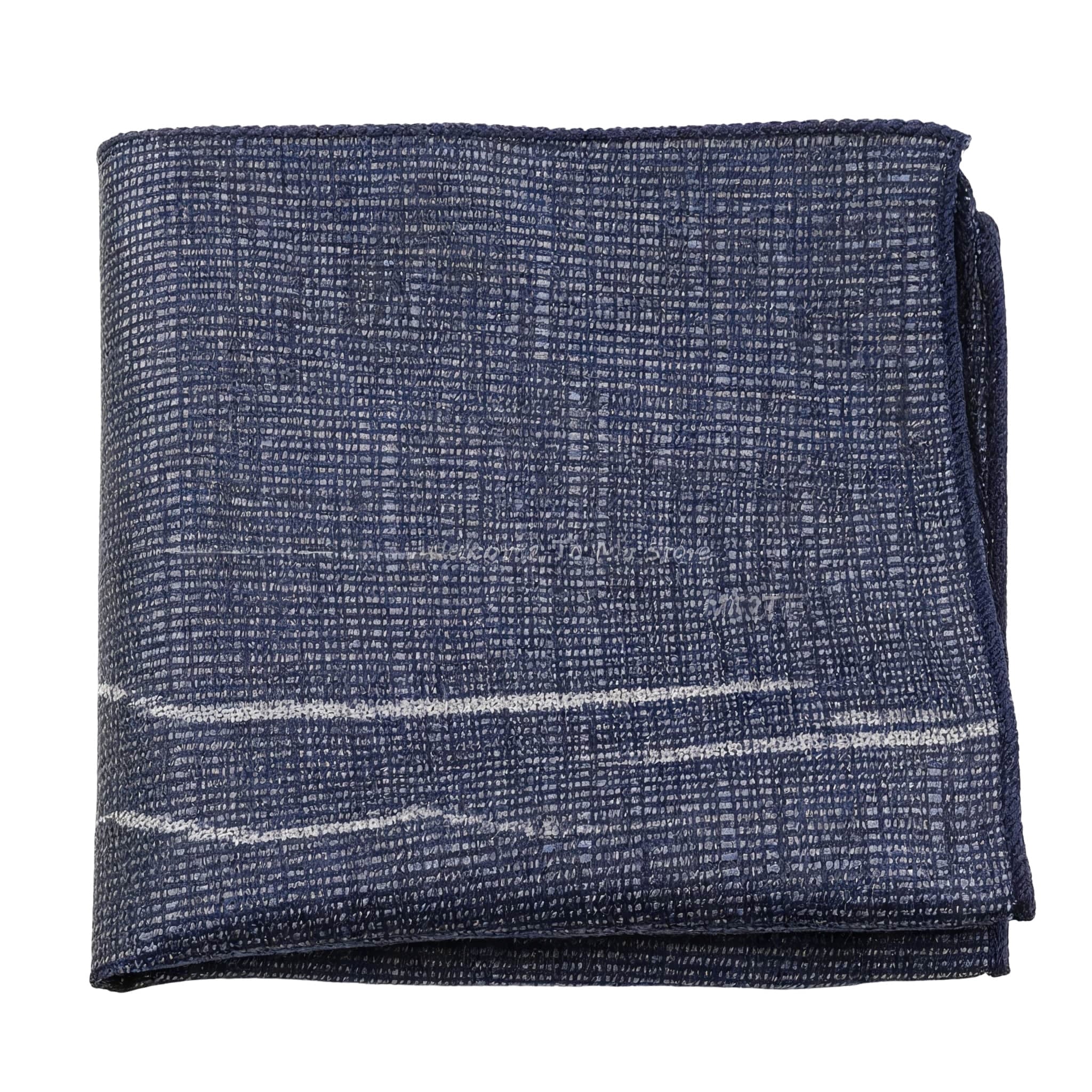 Navy Blue Gray Striped Pocket Square