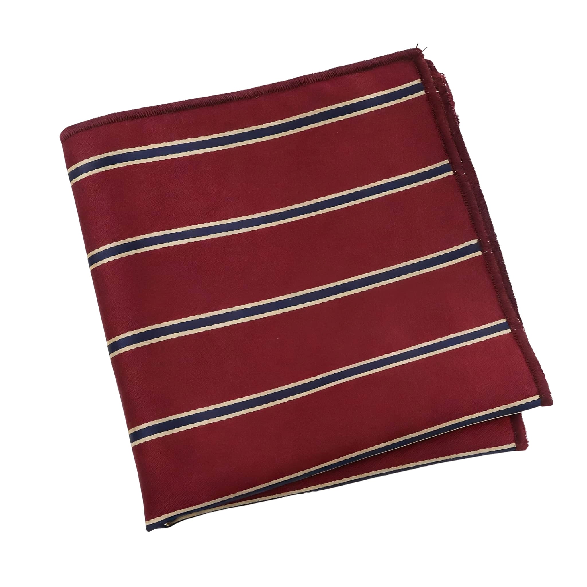 Burgundy Blue Striped Pocket Square