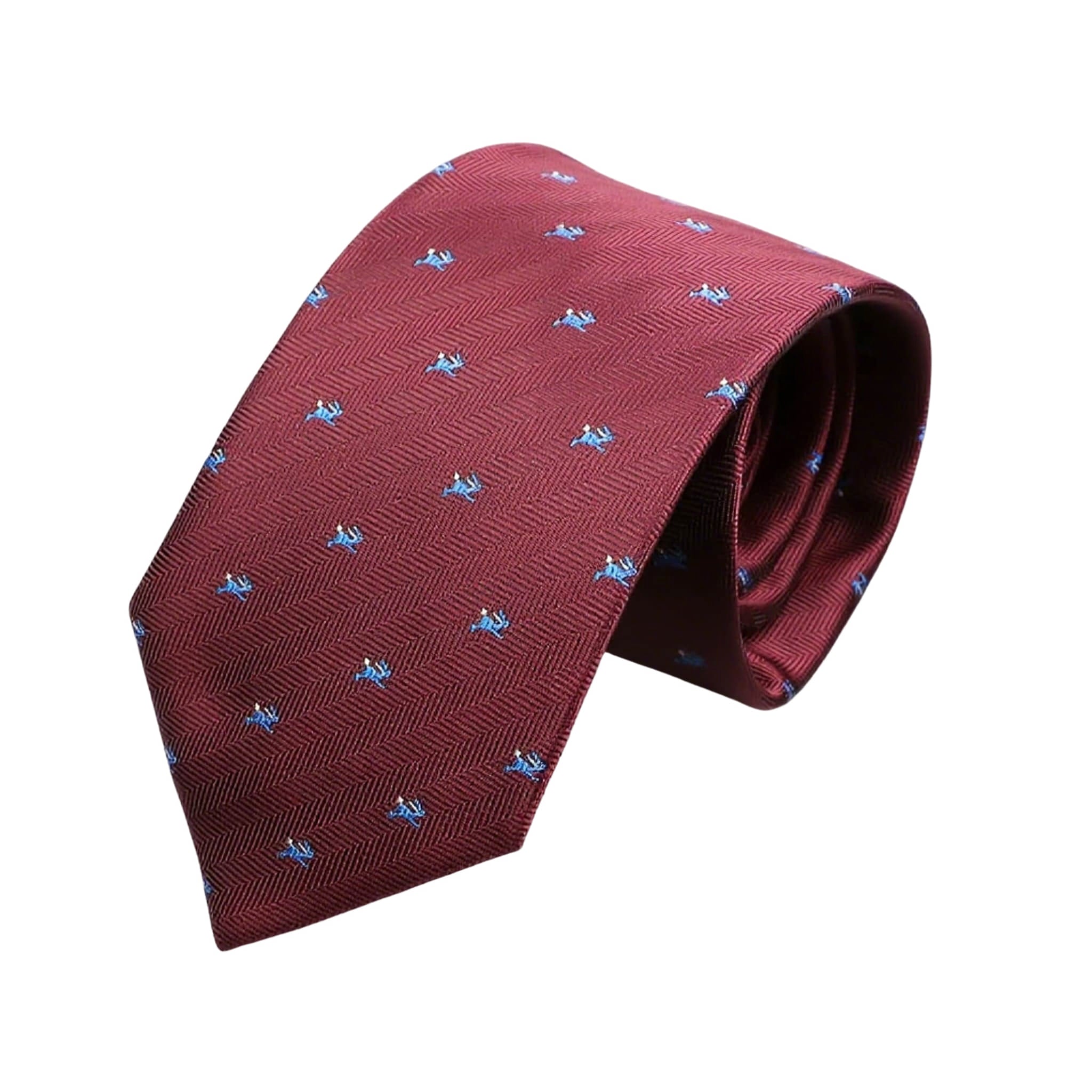 Burgundy Blue Horse Necktie